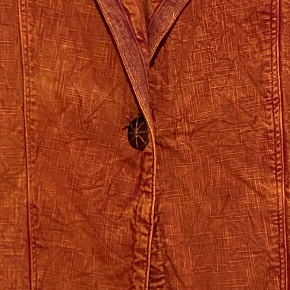Apothic One Button Blazer Womens XL Orange Artsy Bohemian Earthy Southwestern - Picture 2 of 7